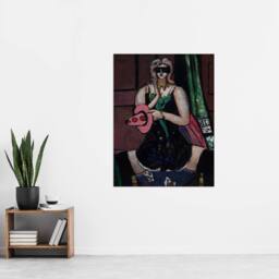 "Artery8 Carnival Mask Green Violet & Pink Beckmann Wall Art Poster Print - Size: W12"" x H16""" - thumbnail 4