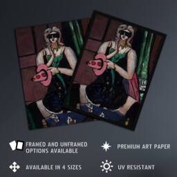 "Artery8 Carnival Mask Green Violet & Pink Beckmann Wall Art Poster Print - Size: W12"" x H16""" - thumbnail 2