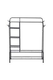 H&O Direct Metal Double-Rod Clothes Rack with Shelves & Wheels in Black - thumbnail 4