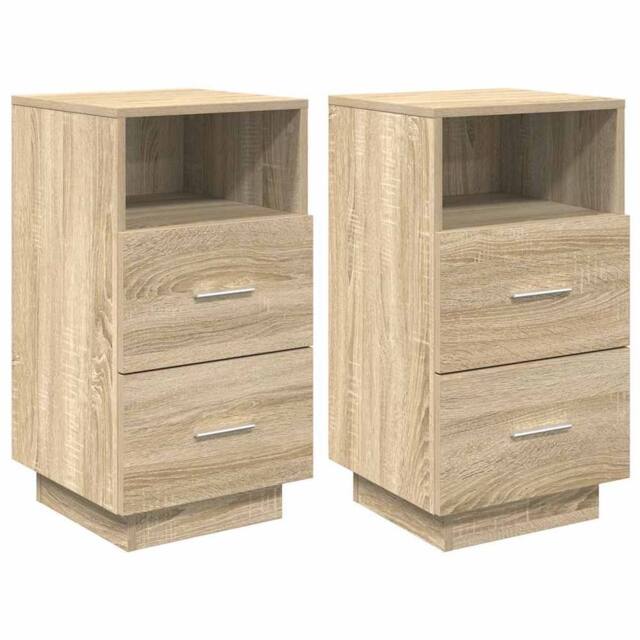 Berkfield Home Bedside Cabinets 2 pcs with 2 Drawers Sonoma Oak 36x36x68 cm in Light Brown - Size: 36 x 36 x 68 cm - image 1