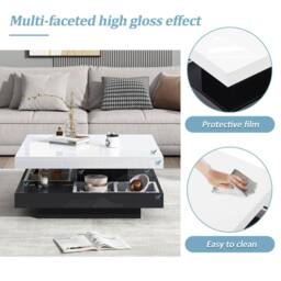 Matteo High-Gloss White & Black 360° Rotating Coffee Table with Storage - thumbnail 9