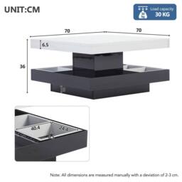 Matteo High-Gloss White & Black 360° Rotating Coffee Table with Storage - thumbnail 7
