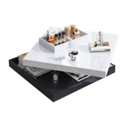 Matteo High-Gloss White & Black 360° Rotating Coffee Table with Storage - thumbnail 5