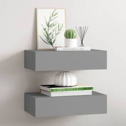 Berkfield Home Elegant Wall-mounted Drawer Shelves 2 pcs Grey 40x23.5x10cm MDF - Size: 40x23.5x10 cm - thumbnail 2