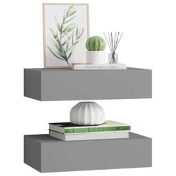 Berkfield Home Elegant Wall-mounted Drawer Shelves 2 pcs Grey 40x23.5x10cm MDF - Size: 40x23.5x10 cm - thumbnail 4