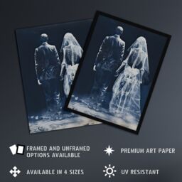 Artery8 Wall Art Print Until Death Do Us Part I Conceptual Cyanotype Framed Art Picture in Blue - Size: A4 - thumbnail 2