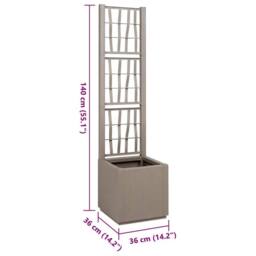 Berkfield Home Modern Garden Planter with Trellis - Light Brown - 36x36x140 cm - PP in Grey - Size: 36 x 36 x 140 cm - thumbnail 9
