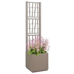 Berkfield Home Modern Garden Planter with Trellis - Light Brown - 36x36x140 cm - PP in Grey - Size: 36 x 36 x 140 cm - thumbnail 3