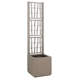 Berkfield Home Modern Garden Planter with Trellis - Light Brown - 36x36x140 cm - PP in Grey - Size: 36 x 36 x 140 cm - thumbnail 2