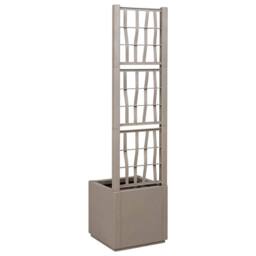 Berkfield Home Modern Garden Planter with Trellis - Light Brown - 36x36x140 cm - PP in Grey - Size: 36 x 36 x 140 cm - thumbnail 1