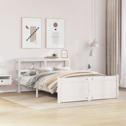 Berkfield Home Bed Frame with Headboard without Mattress White 120x200 cm - Size: Small Double - thumbnail 1