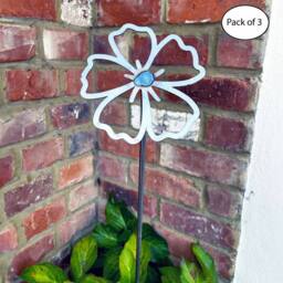 Poppyforge 1 Feet Flowering Petal Plant Pin (Pack of 3) Bare Metal/Ready to Rust in Metallic Silver