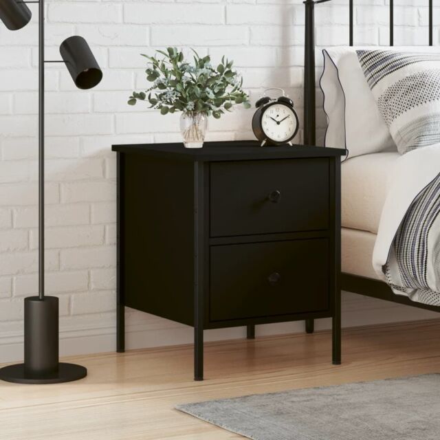 Berkfield Home Bedside Cabinet Black 40x42x50 cm Engineered Wood - Size: 40 x 42 x 50 cm - image 1