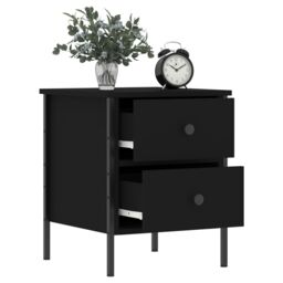 Berkfield Home Bedside Cabinet Black 40x42x50 cm Engineered Wood - Size: 40 x 42 x 50 cm - thumbnail 4