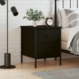 Berkfield Home Bedside Cabinet Black 40x42x50 cm Engineered Wood - Size: 40 x 42 x 50 cm