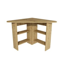 Destina Home Corner Computer Desk with Shelves in Light Oak - Size: 1 Pack