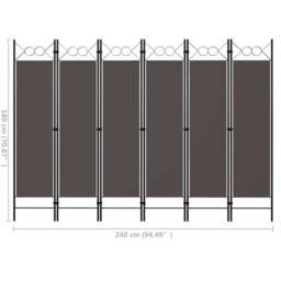 Berkfield Home Practical 6-Panel Room Divider Anthracite 240x180 cm in Charcoal - thumbnail 6