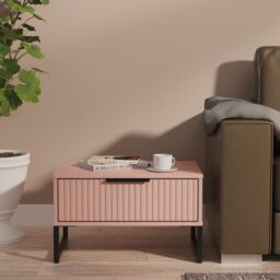 Ready Assembled 2 U Menai 1 Drawer Wide Side Table (Ready Assembled) in Dusty Pink - thumbnail 1