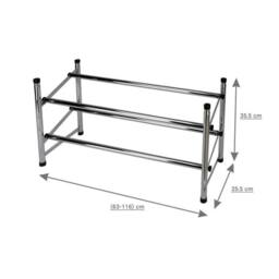 FLAVORA Chrome 2 Tier Expandable Stackable Shoe Rack in Silver - Size: 100 cm x 15 cm - thumbnail 5