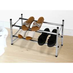 FLAVORA Chrome 2 Tier Expandable Stackable Shoe Rack in Silver - Size: 100 cm x 15 cm - thumbnail 2