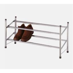 FLAVORA Chrome 2 Tier Expandable Stackable Shoe Rack in Silver - Size: 100 cm x 15 cm - thumbnail 6