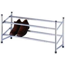 FLAVORA Chrome 2 Tier Expandable Stackable Shoe Rack in Silver - Size: 100 cm x 15 cm - thumbnail 3