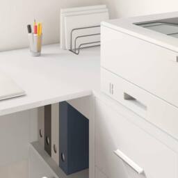 Berkfield Home Writing Desk White Engineered wood Medium Storage Writing Desk - thumbnail 4