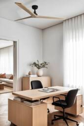 Netlighting Klim Large 3 Blade Ceiling Fan Matt Black Pine Wood Tuya Smart System in Light Tan - thumbnail 2