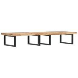 Berkfield Home Basin Shelf Wall Mounted Steel & Solid Wood Acacia in Brown - thumbnail 2