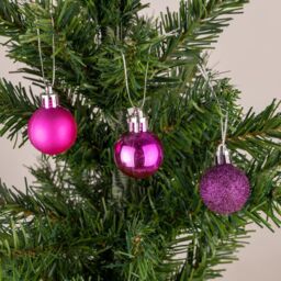 Shatchi 30mm/24Pcs Christmas Baubles Shatterproof Purple, Tree Decorations in Purple - thumbnail 2