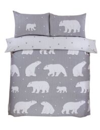 Rapport Home Polar Bear Bed Cover Duvet Cover Set with Pillowcase in Grey - Size: Single - thumbnail 3