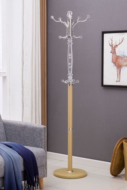 Modernique Sheer Metal & transparent Tube 185 cm High Coat Rack with Heavy Sturdy 38 cm Base in Cream - image 1