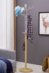 Modernique Sheer Metal & transparent Tube 185 cm High Coat Rack with Heavy Sturdy 38 cm Base in Cream - thumbnail 2