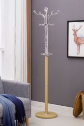 Modernique Sheer Metal & transparent Tube 185 cm High Coat Rack with Heavy Sturdy 38 cm Base in Cream