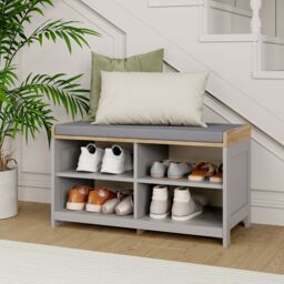 VonHaus Hallway Organiser Shoe Storage Bench with Seat in Grey - Size: 1 Pack