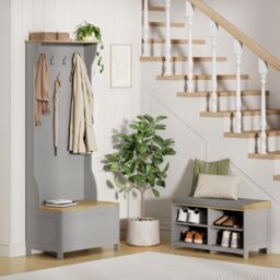 VonHaus Hallway Organiser Shoe Storage Bench with Seat in Grey - Size: 1 Pack - thumbnail 7