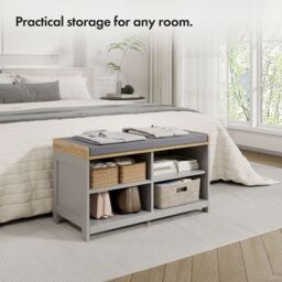 VonHaus Hallway Organiser Shoe Storage Bench with Seat in Grey - Size: 1 Pack - thumbnail 4