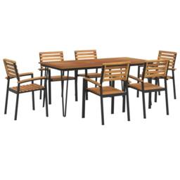 Berkfield Home 7 Piece Garden Dining Set Solid Wood Acacia & Metal in Brown - thumbnail 2