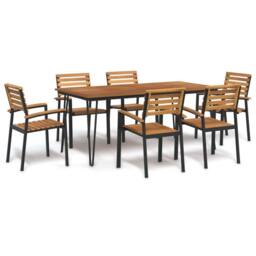 Berkfield Home 7 Piece Garden Dining Set Solid Wood Acacia & Metal in Brown - thumbnail 1