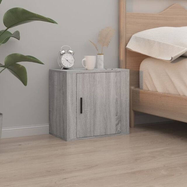 Berkfield Home Wall-mounted Bedside Cabinet Grey Sonoma 50x30x47 cm - Size: 50 x 30 x 47 cm - image 1
