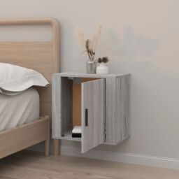 Berkfield Home Wall-mounted Bedside Cabinet Grey Sonoma 50x30x47 cm - Size: 50 x 30 x 47 cm - thumbnail 3