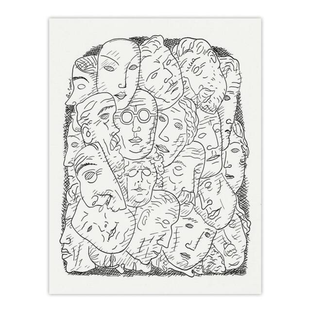 "Artery8 Maskers Masks Black & White Drawing Gestel Wall Art Poster Print - Size: W24"" x H32""" - image 1