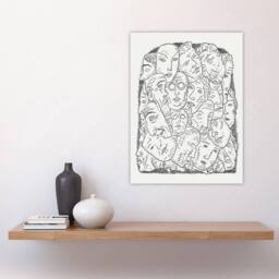 "Artery8 Maskers Masks Black & White Drawing Gestel Wall Art Poster Print - Size: W24"" x H32""" - thumbnail 4
