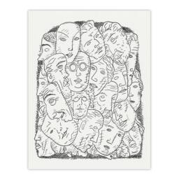 "Artery8 Maskers Masks Black & White Drawing Gestel Wall Art Poster Print - Size: W24"" x H32""" - thumbnail 1