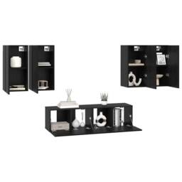 Berkfield Home TV Cabinet Set 6 pcs Black oak 60 x 30 x 30 cm Engineered wood - thumbnail 1