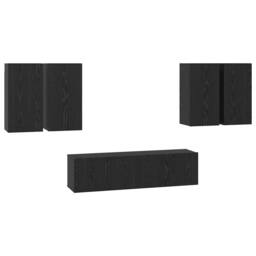 Berkfield Home TV Cabinet Set 6 pcs Black oak 60 x 30 x 30 cm Engineered wood - thumbnail 3
