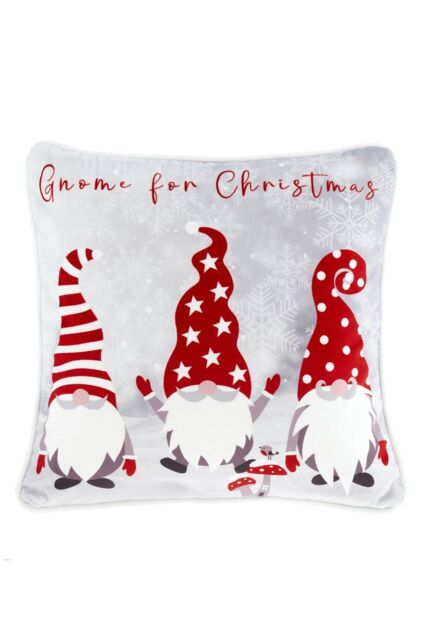Fusion 'Festive Gonks' Velvet Filled Cushion in Red - Size: 43 cm x 43 cm - image 1