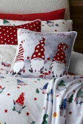 Fusion 'Festive Gonks' Velvet Filled Cushion in Red - Size: 43 cm x 43 cm - thumbnail 3