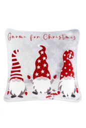 Fusion 'Festive Gonks' Velvet Filled Cushion in Red - Size: 43 cm x 43 cm - thumbnail 1