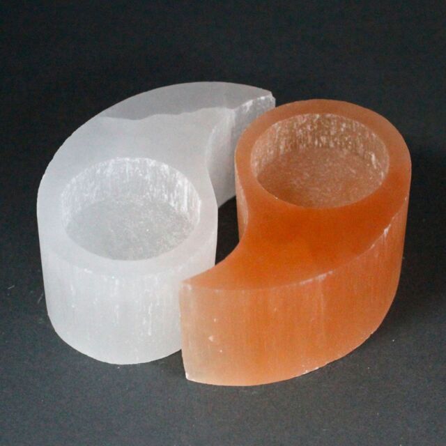 KDMD Selenite Ying Yang Candle Holder in Orange - image 1